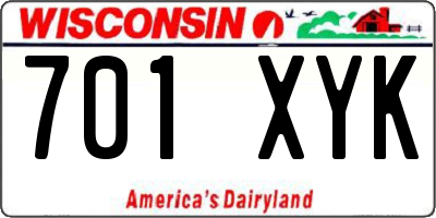 WI license plate 701XYK