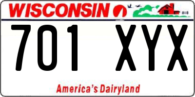 WI license plate 701XYX