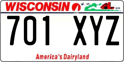 WI license plate 701XYZ