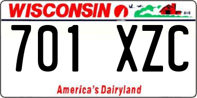 WI license plate 701XZC
