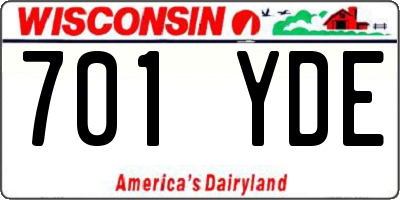 WI license plate 701YDE