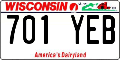 WI license plate 701YEB