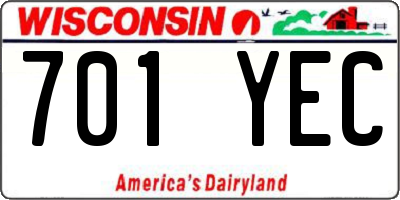 WI license plate 701YEC