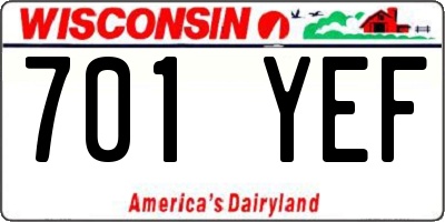 WI license plate 701YEF