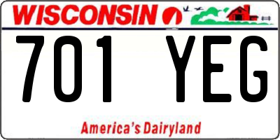 WI license plate 701YEG