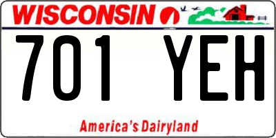 WI license plate 701YEH