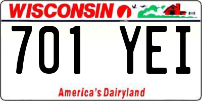 WI license plate 701YEI