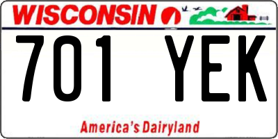 WI license plate 701YEK