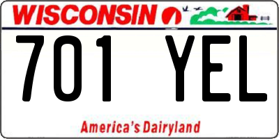 WI license plate 701YEL