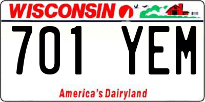 WI license plate 701YEM
