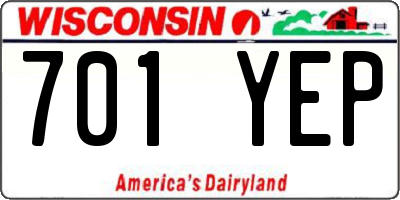 WI license plate 701YEP