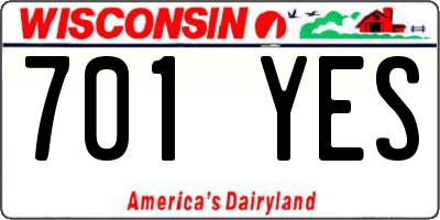 WI license plate 701YES