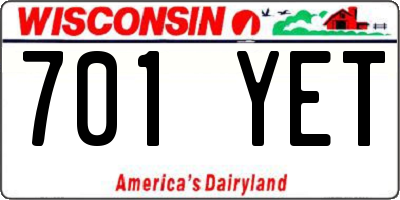 WI license plate 701YET