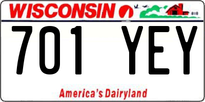 WI license plate 701YEY