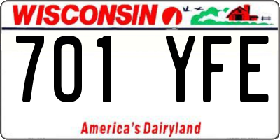 WI license plate 701YFE