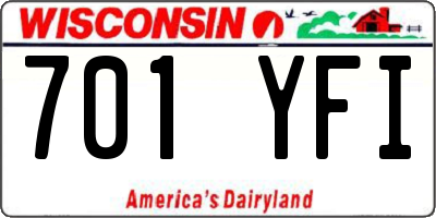 WI license plate 701YFI