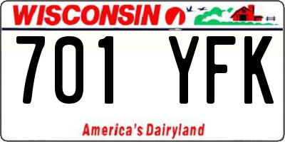 WI license plate 701YFK