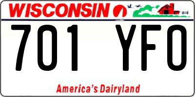 WI license plate 701YFO