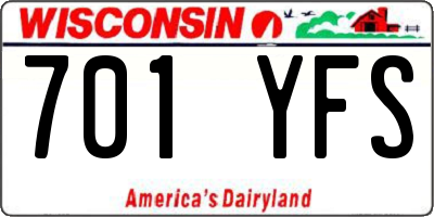 WI license plate 701YFS