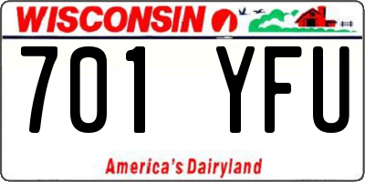WI license plate 701YFU