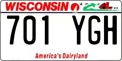 WI license plate 701YGH