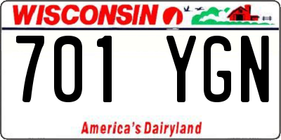 WI license plate 701YGN