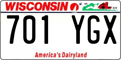 WI license plate 701YGX
