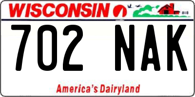 WI license plate 702NAK