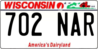 WI license plate 702NAR