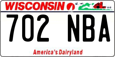 WI license plate 702NBA