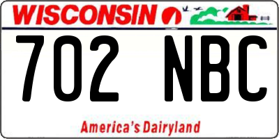 WI license plate 702NBC
