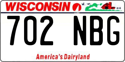 WI license plate 702NBG