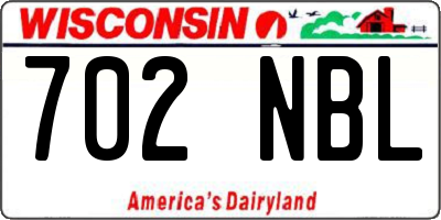 WI license plate 702NBL