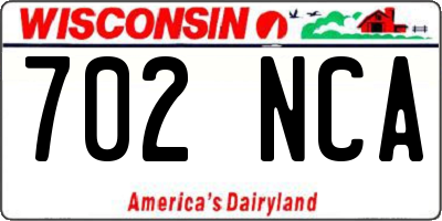 WI license plate 702NCA