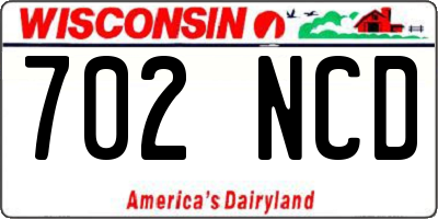 WI license plate 702NCD