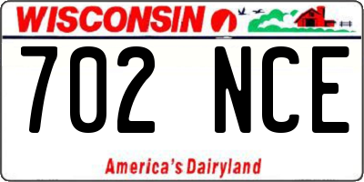 WI license plate 702NCE