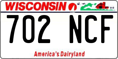 WI license plate 702NCF