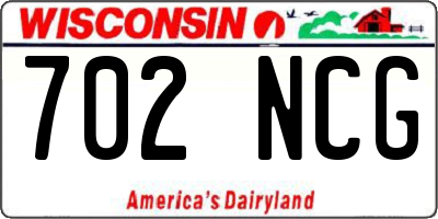 WI license plate 702NCG