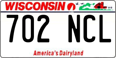 WI license plate 702NCL