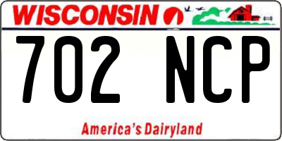 WI license plate 702NCP