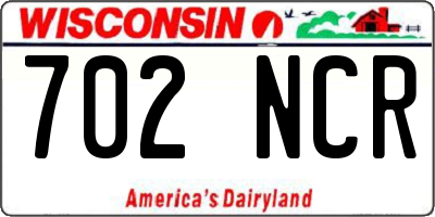 WI license plate 702NCR