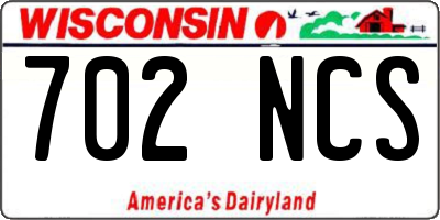 WI license plate 702NCS