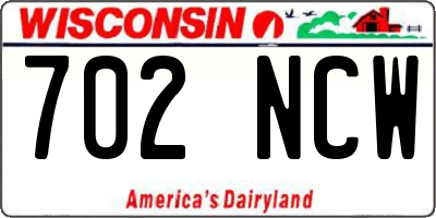 WI license plate 702NCW