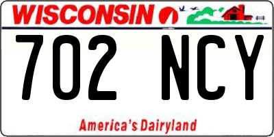 WI license plate 702NCY