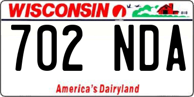 WI license plate 702NDA