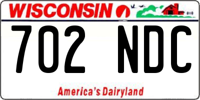 WI license plate 702NDC