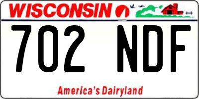 WI license plate 702NDF