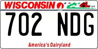 WI license plate 702NDG