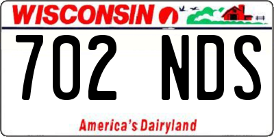 WI license plate 702NDS