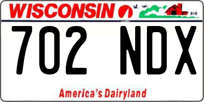 WI license plate 702NDX